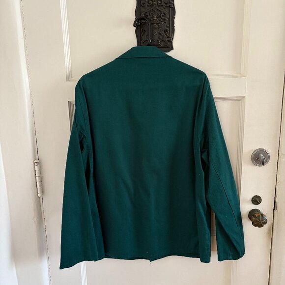 VINTAGE French Chore Coat| Mens Size Medium | Green Herringbone - Picture 2 of 2